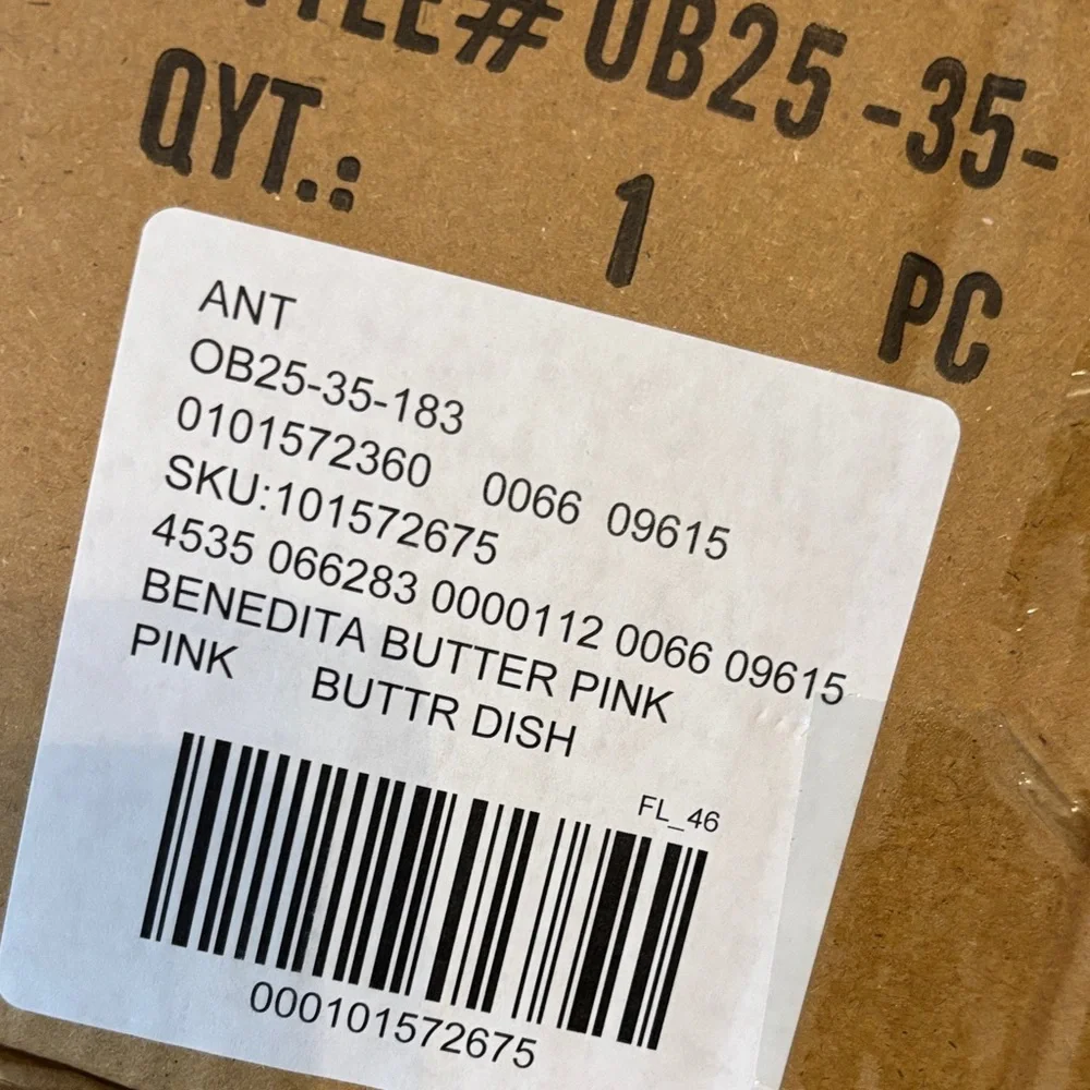 Anthropology Elegant Cream and Pink Ceramic butter dish nwt - Picture 4 of 4